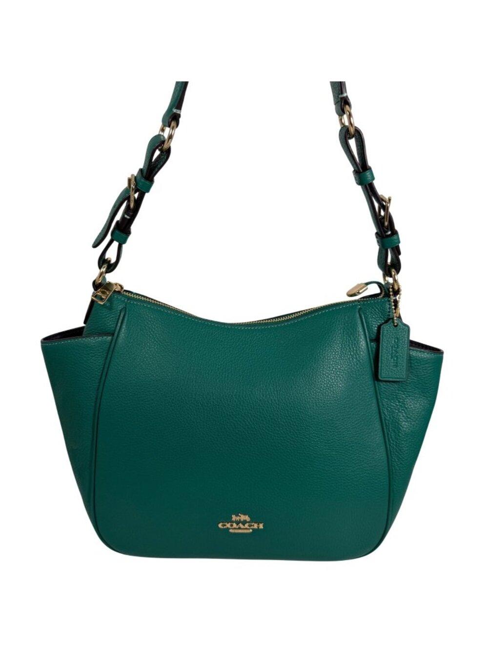 Coach C2853 Rori Shoulder Bag Jade Green Pebbled Leather + Hangtag EUC